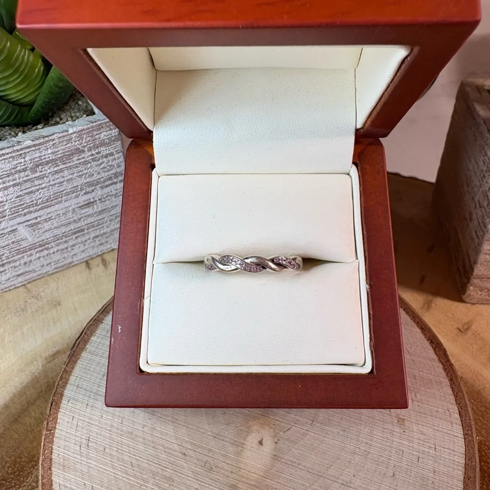 Vintage Silver Ring with Pink Highlights